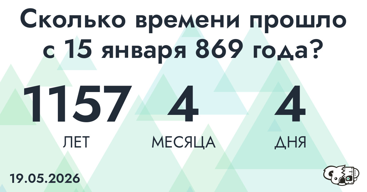 Сколько времени прошло с 15 января 869 года