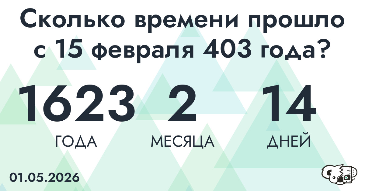 Сколько времени прошло с 15 февраля 403 года