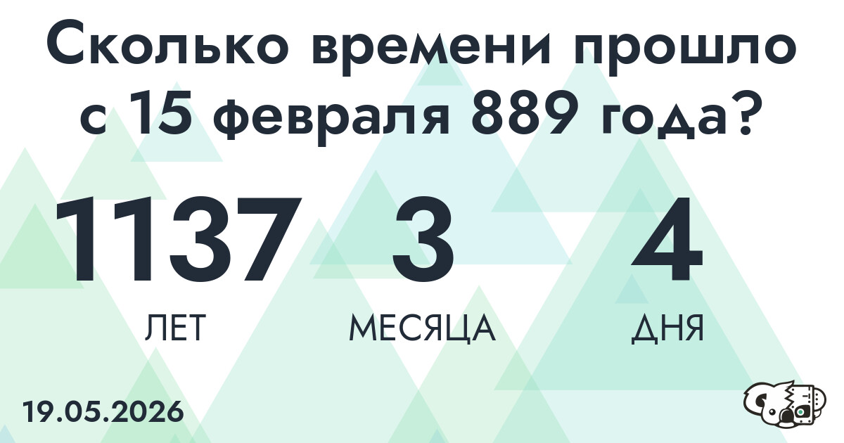 Сколько времени прошло с 15 февраля 889 года