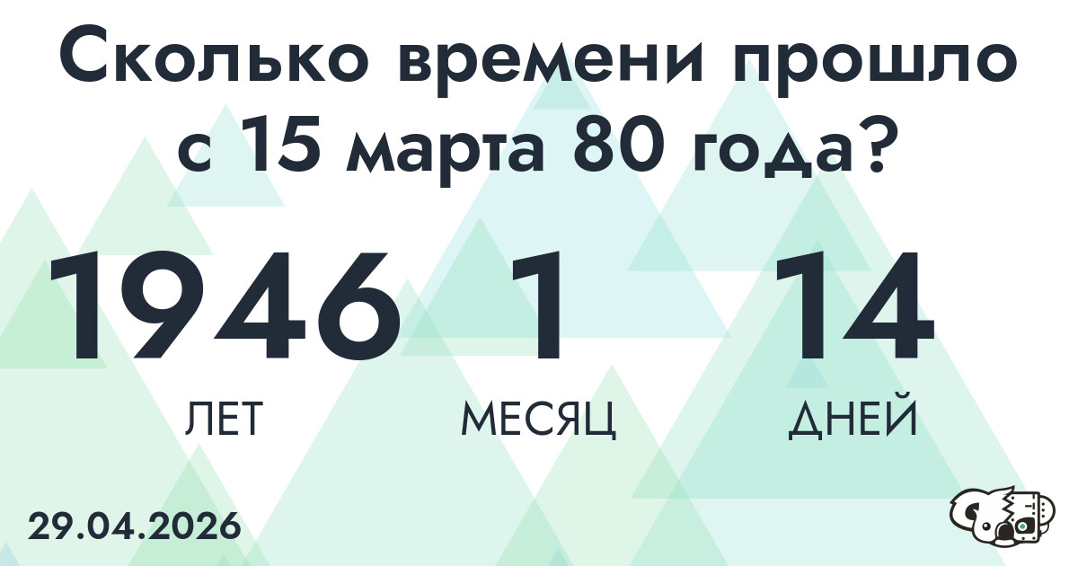 Сколько времени прошло с 15 марта 80 года