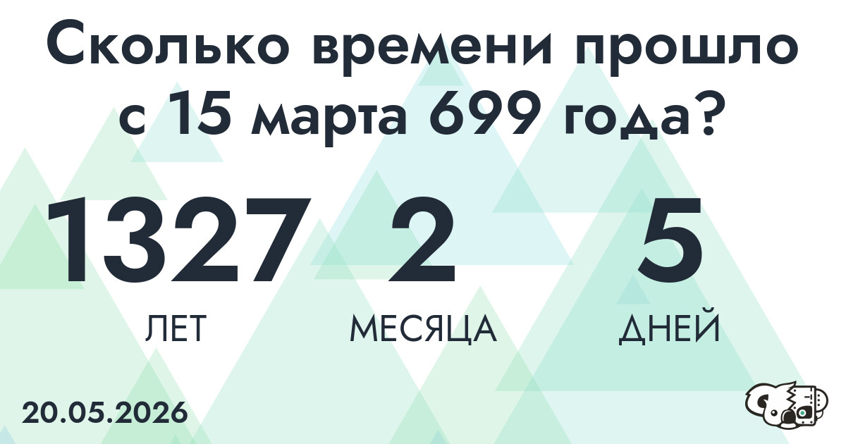 Сколько времени прошло с 15 марта 699 года