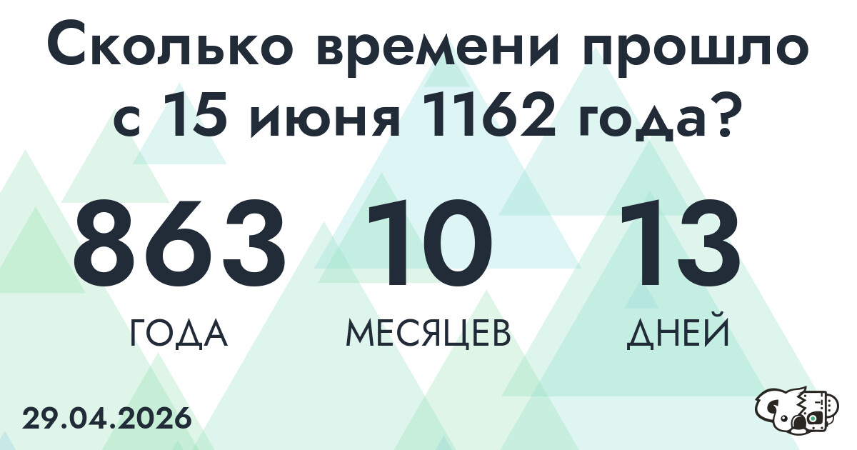 Сколько времени прошло с 15 июня 1162 года