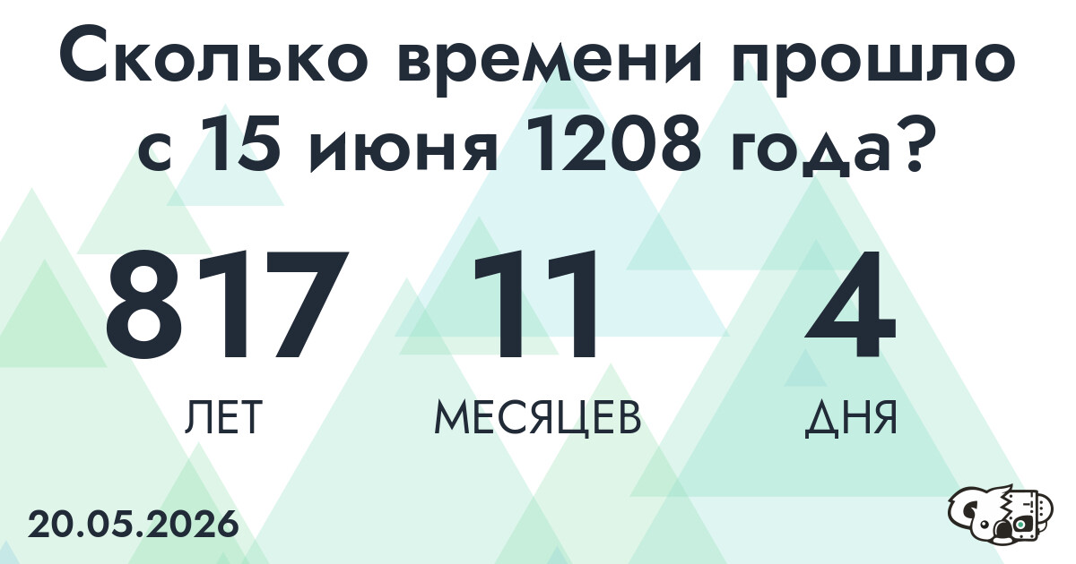 Сколько времени прошло с 15 июня 1208 года