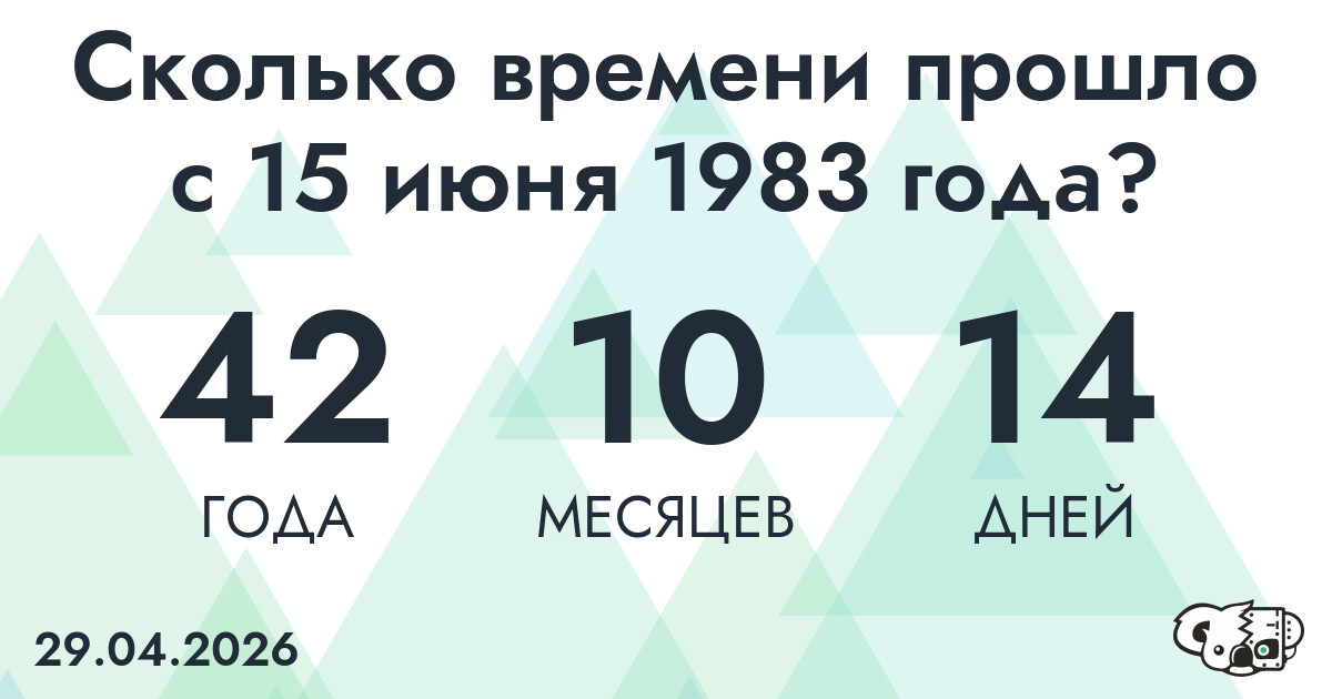 Сколько времени прошло с 15 июня 1983 года