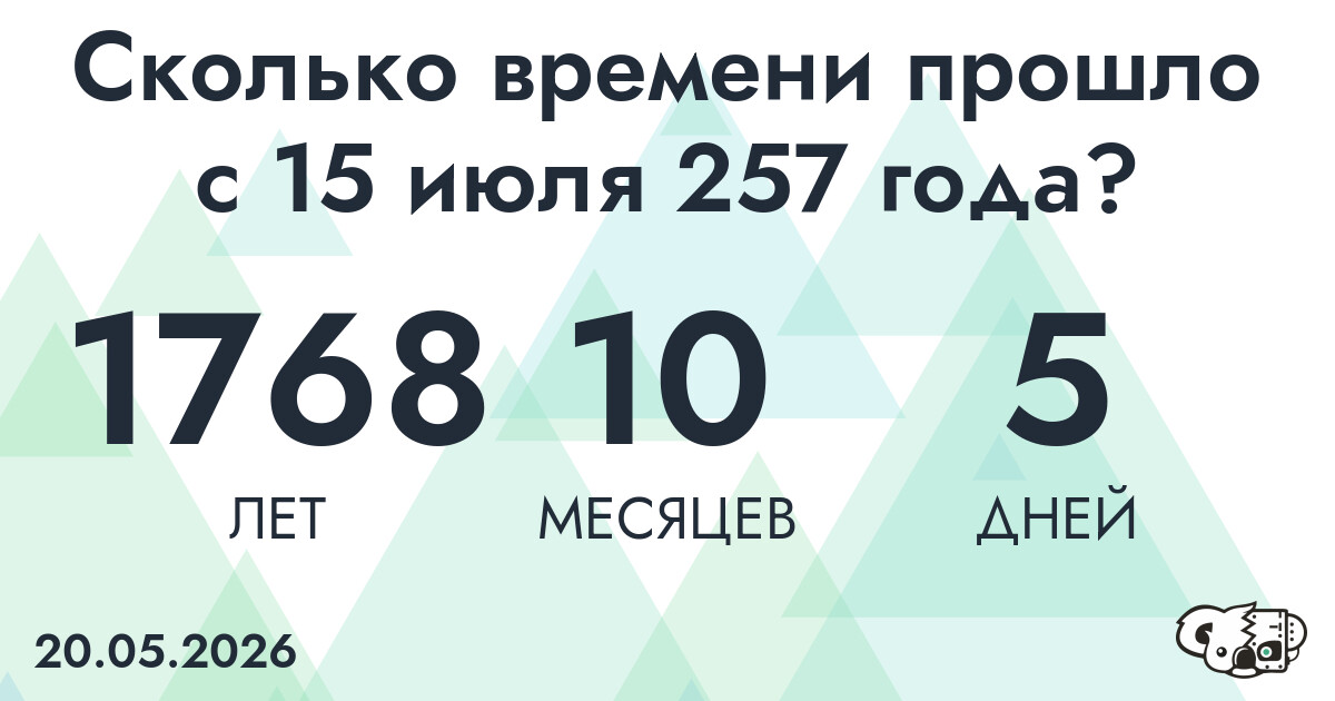 Сколько времени прошло с 15 июля 257 года