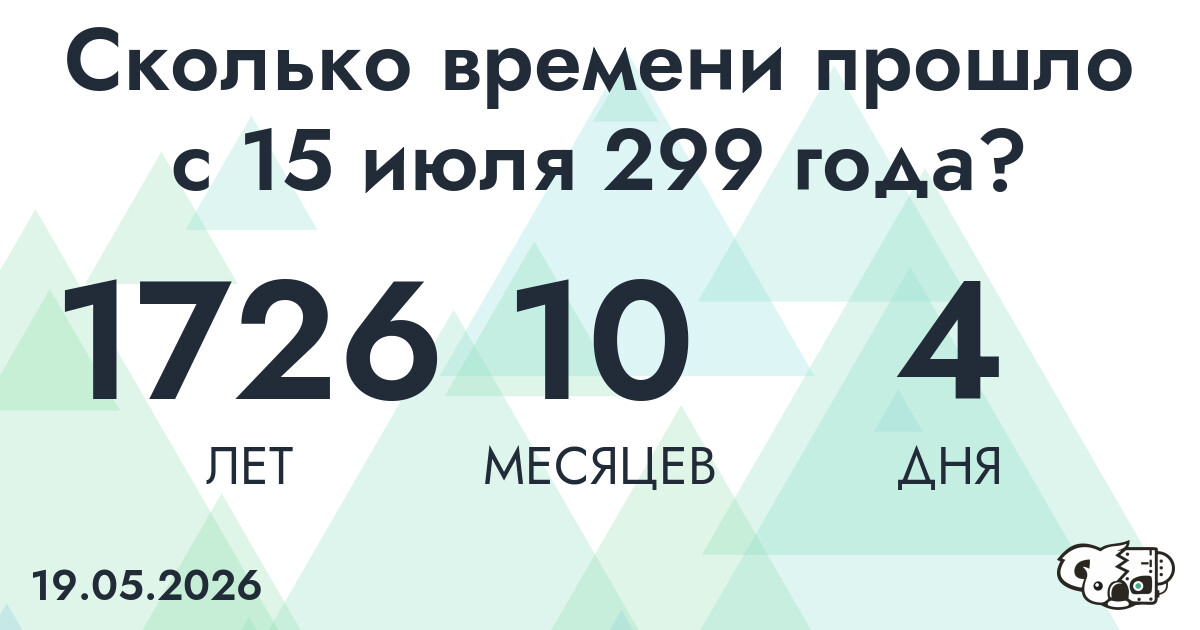 Сколько времени прошло с 15 июля 299 года