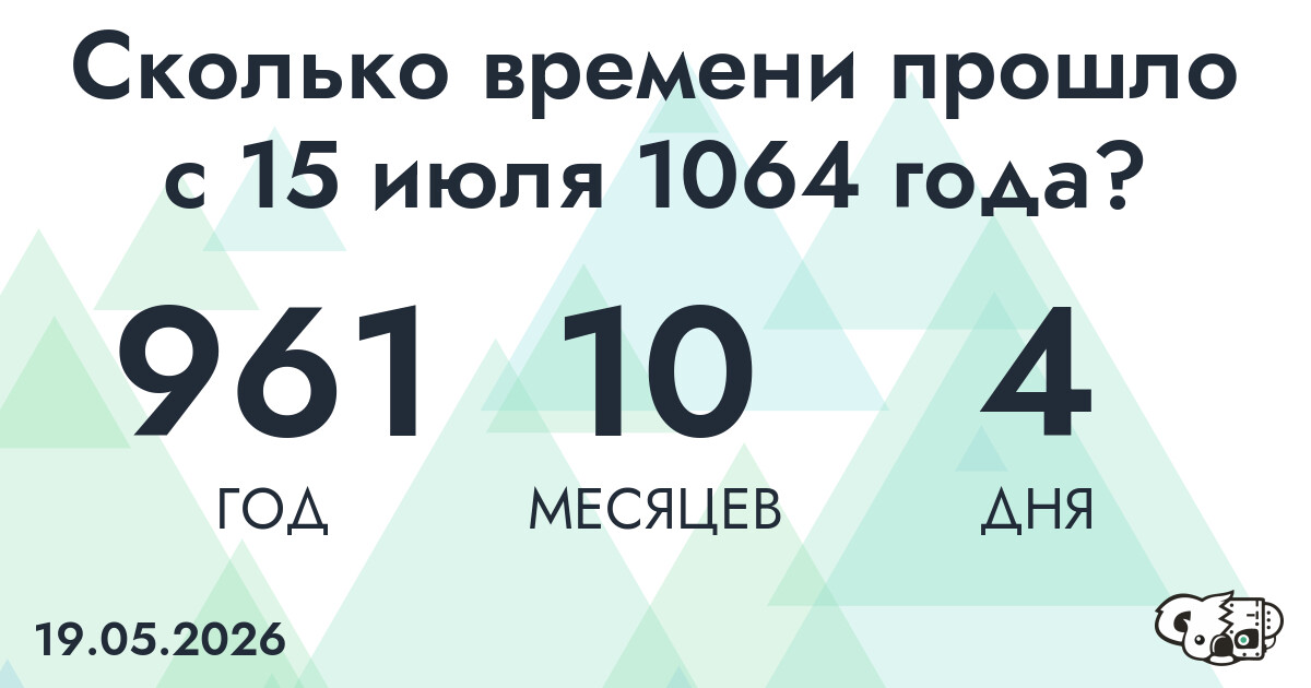 Сколько времени прошло с 15 июля 1064 года