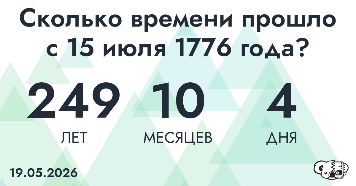 Сколько времени прошло с 15 июля 1776 года