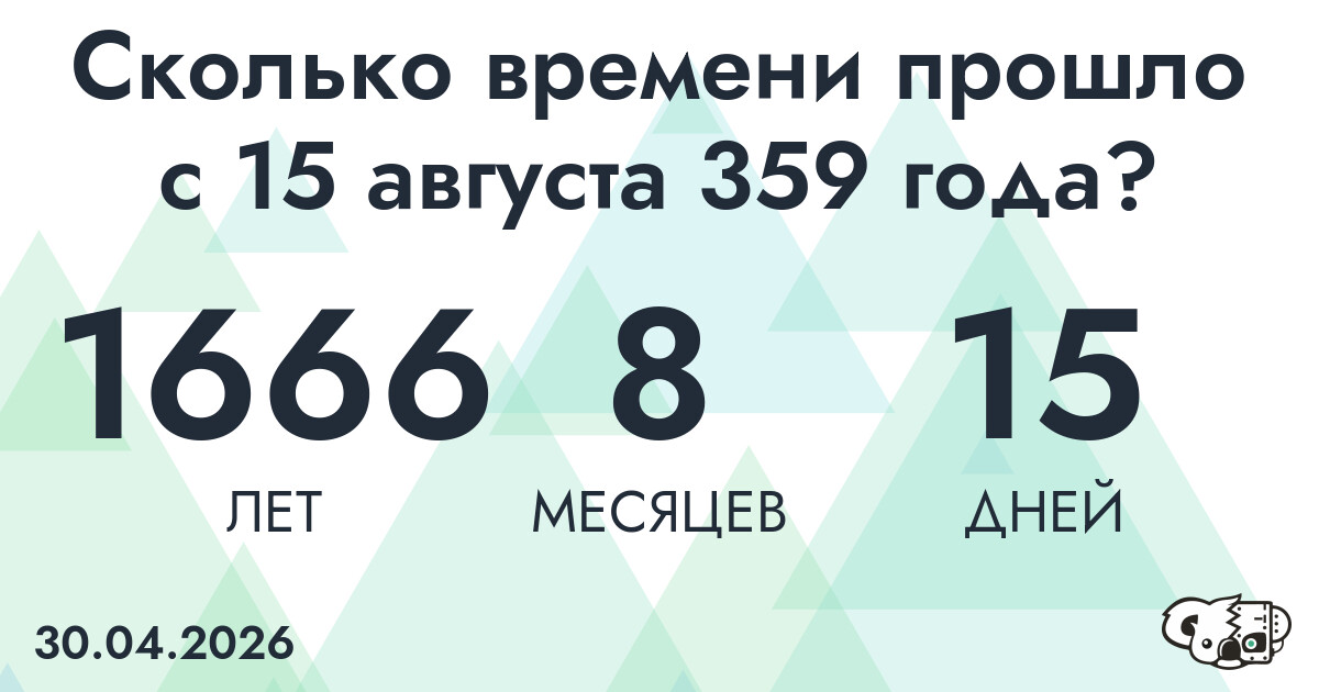 Сколько времени прошло с 15 августа 359 года