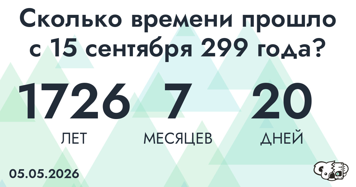 Сколько времени прошло с 15 сентября 299 года