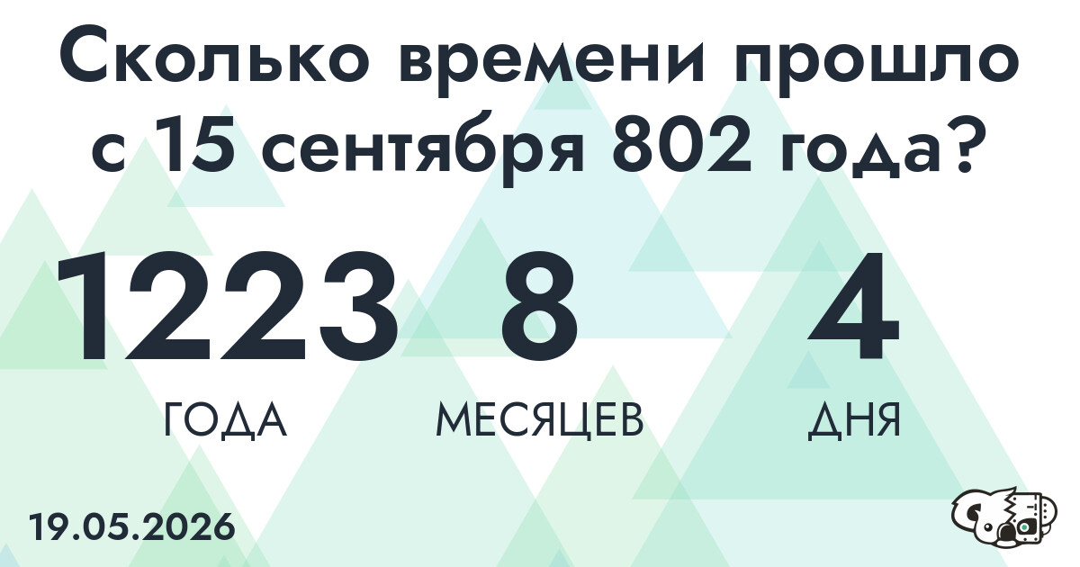 Сколько времени прошло с 15 сентября 802 года