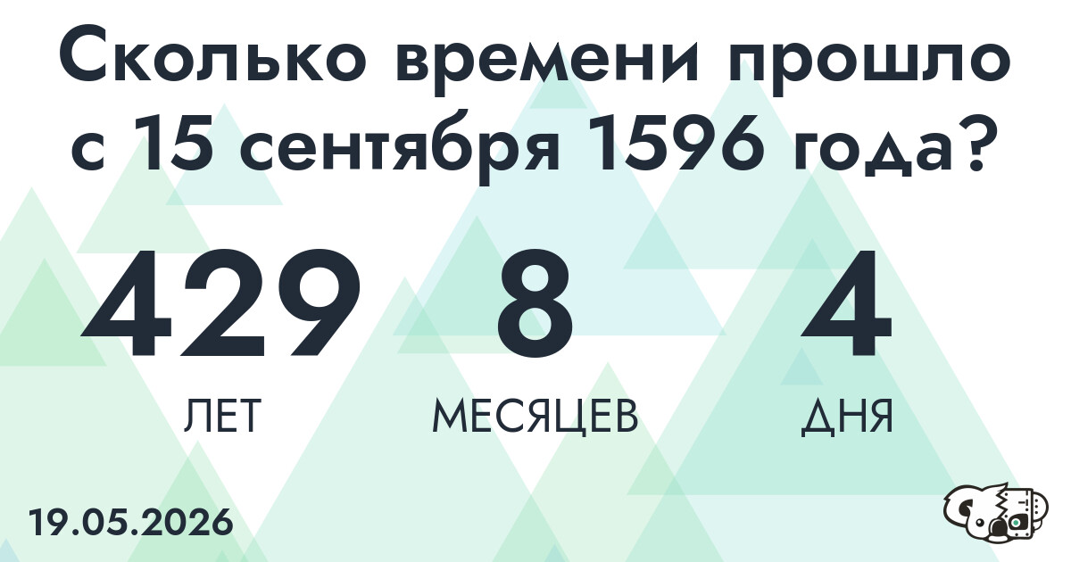 Сколько времени прошло с 15 сентября 1596 года