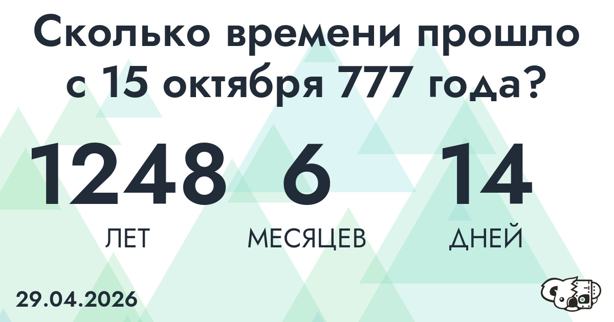 Сколько времени прошло с 15 октября 777 года