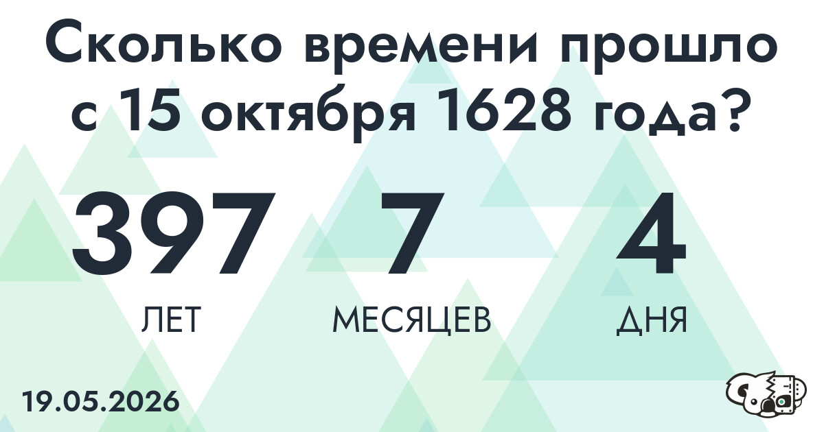 Сколько времени прошло с 15 октября 1628 года