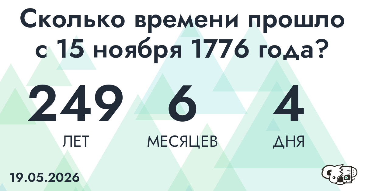 Сколько времени прошло с 15 ноября 1776 года