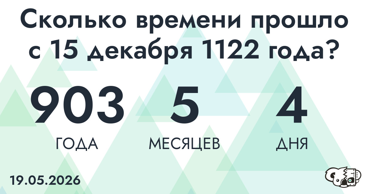 Сколько времени прошло с 15 декабря 1122 года