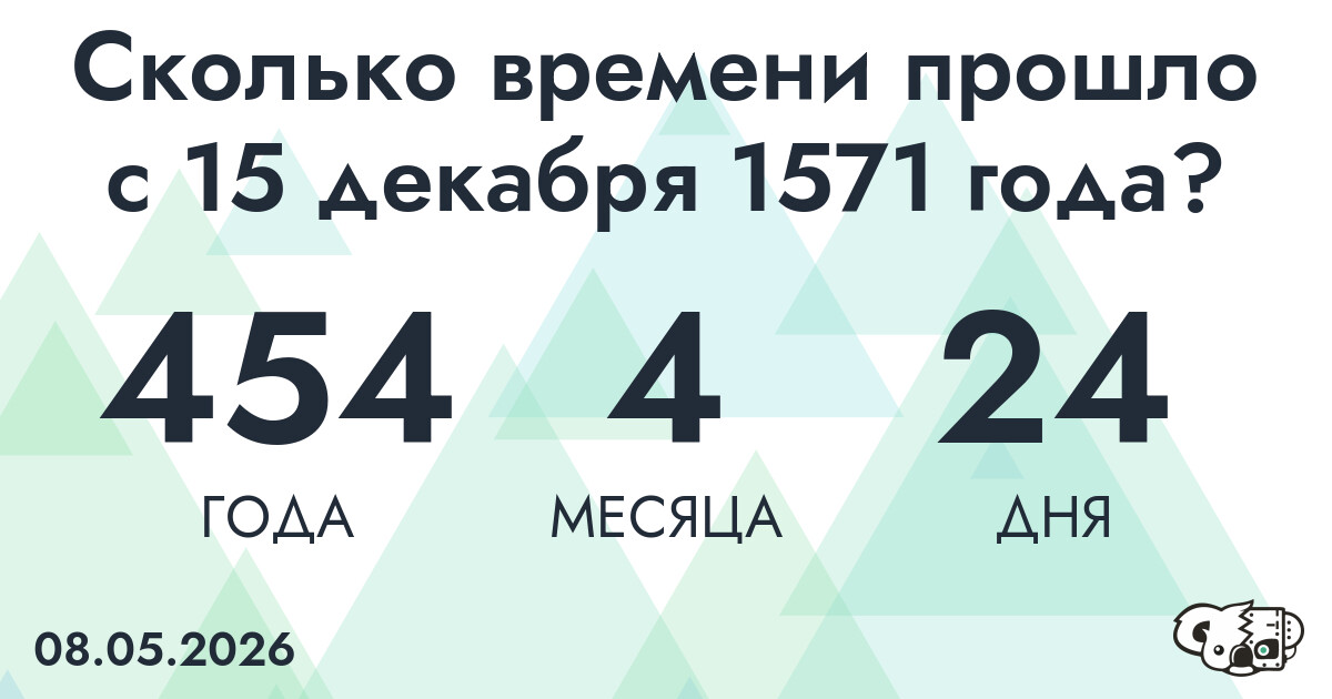 Сколько времени прошло с 15 декабря 1571 года