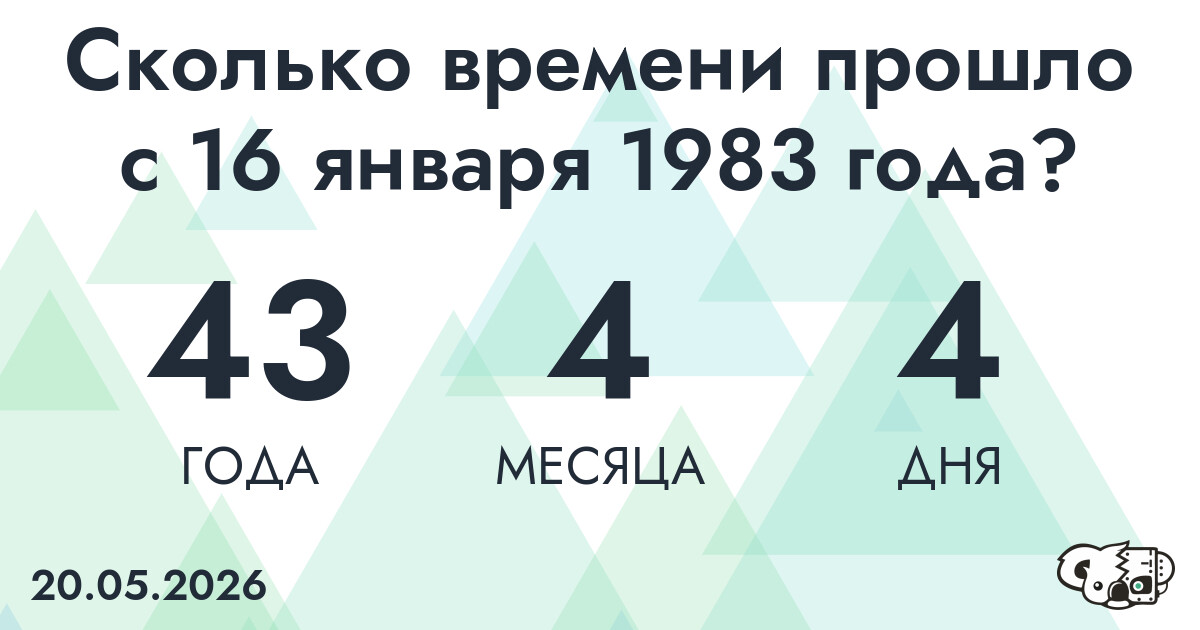 Сколько времени прошло с 16 января 1983 года