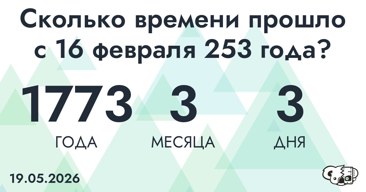 Сколько времени прошло с 16 февраля 253 года