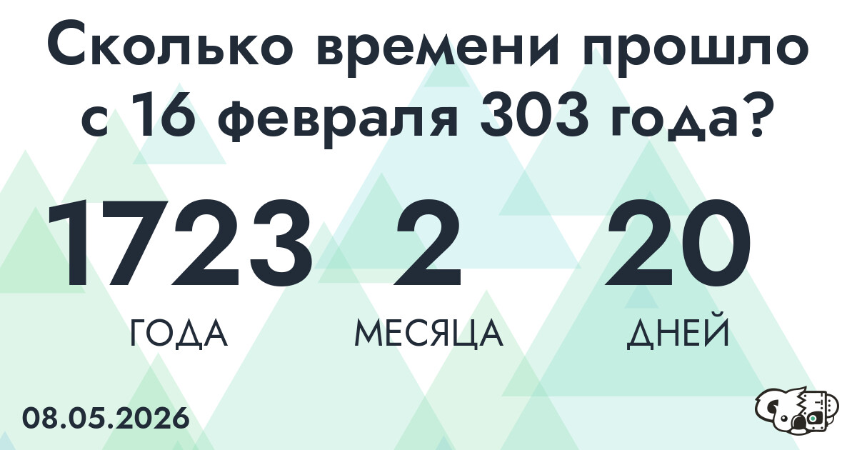 Сколько времени прошло с 16 февраля 303 года
