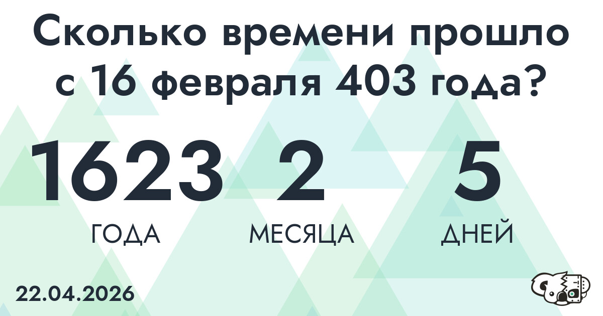 Сколько времени прошло с 16 февраля 403 года