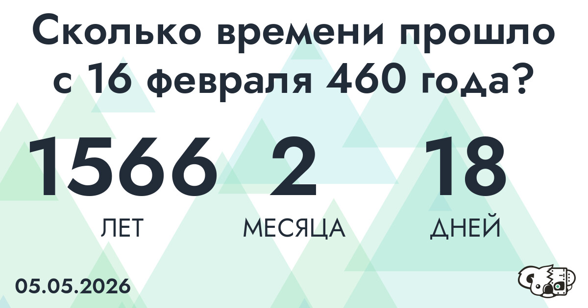 Сколько времени прошло с 16 февраля 460 года