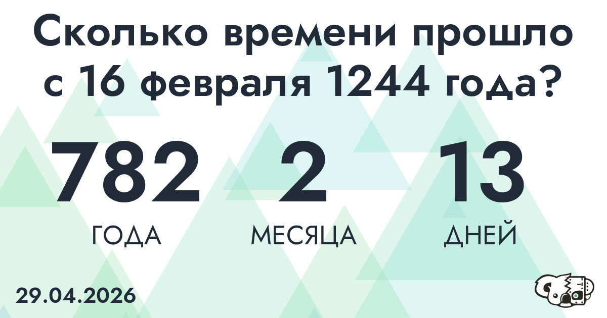Сколько времени прошло с 16 февраля 1244 года