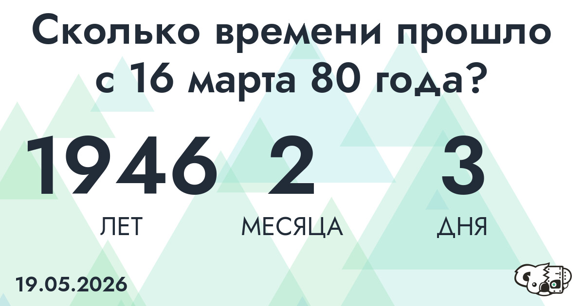 Сколько времени прошло с 16 марта 80 года