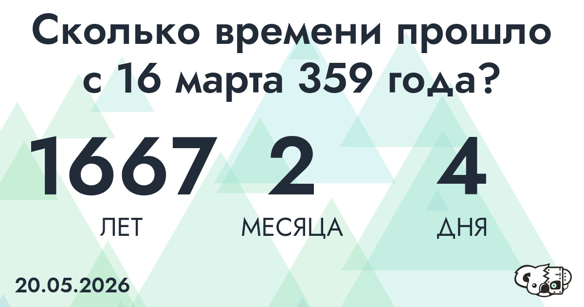 Сколько времени прошло с 16 марта 359 года