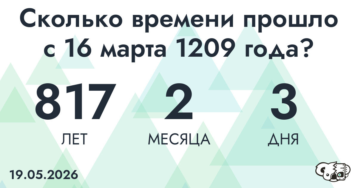Сколько времени прошло с 16 марта 1209 года