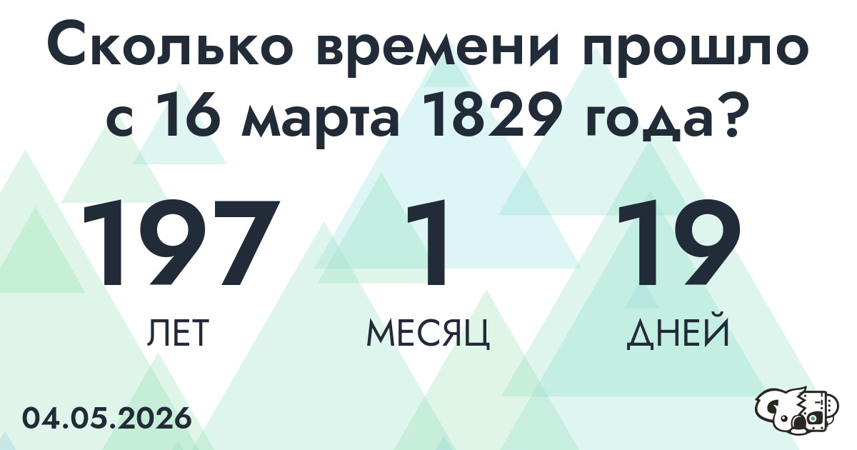 Сколько времени прошло с 16 марта 1829 года