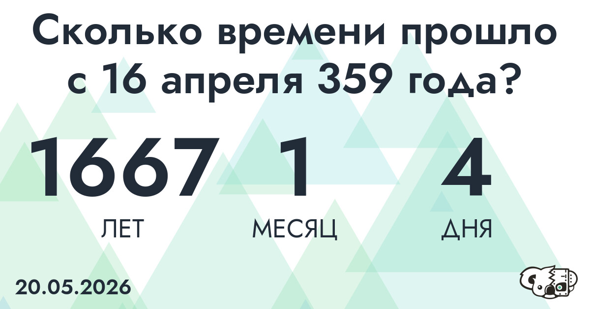 Сколько времени прошло с 16 апреля 359 года