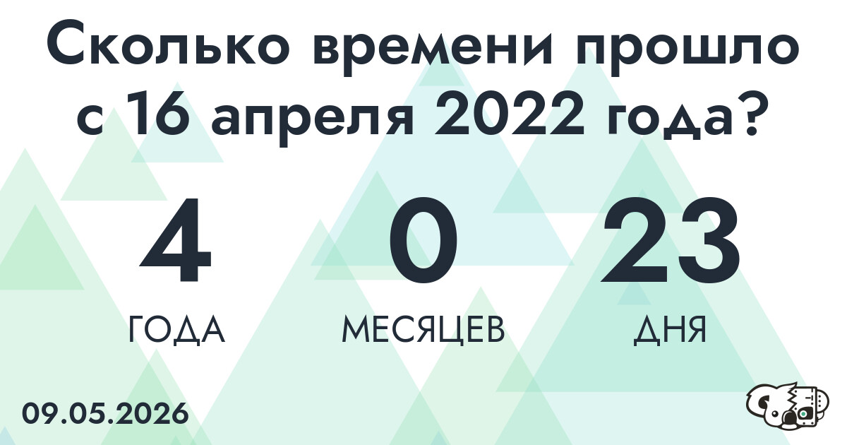 Сколько времени прошло с 16 апреля 2022 года