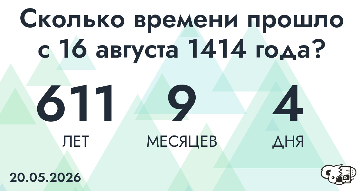 Сколько времени прошло с 16 августа 1414 года