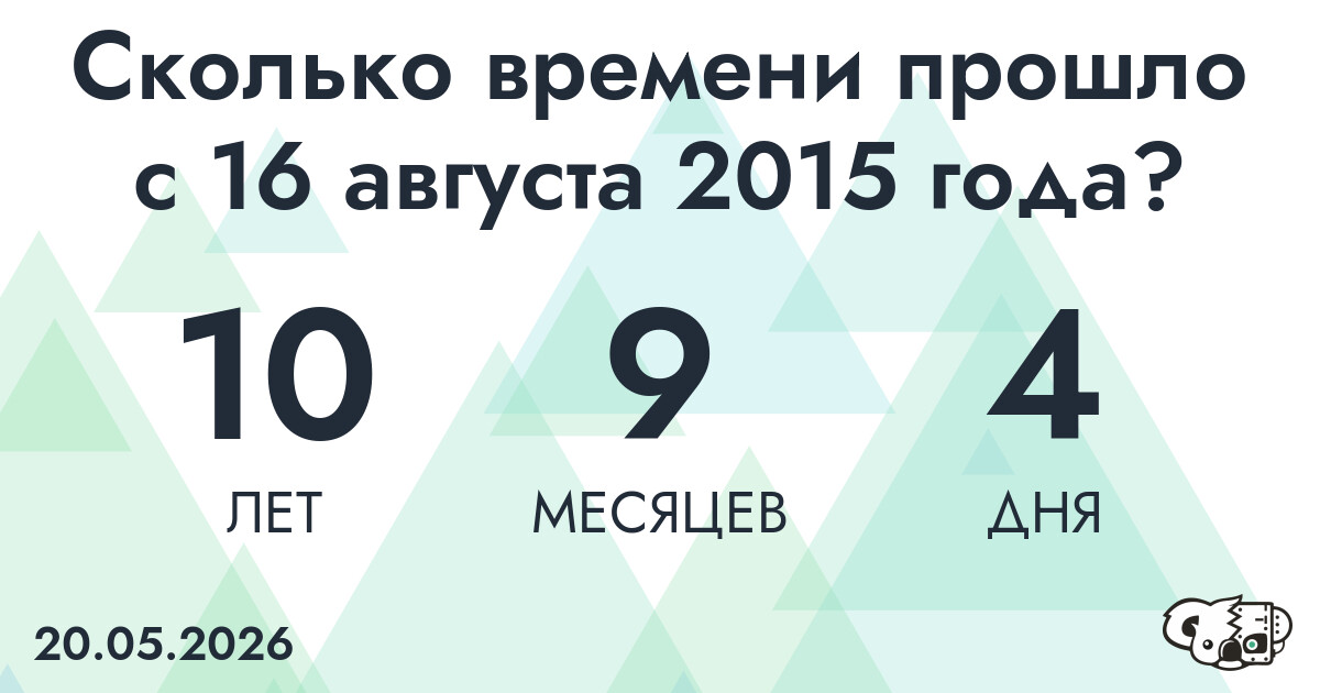 Сколько времени прошло с 16 августа 2015 года