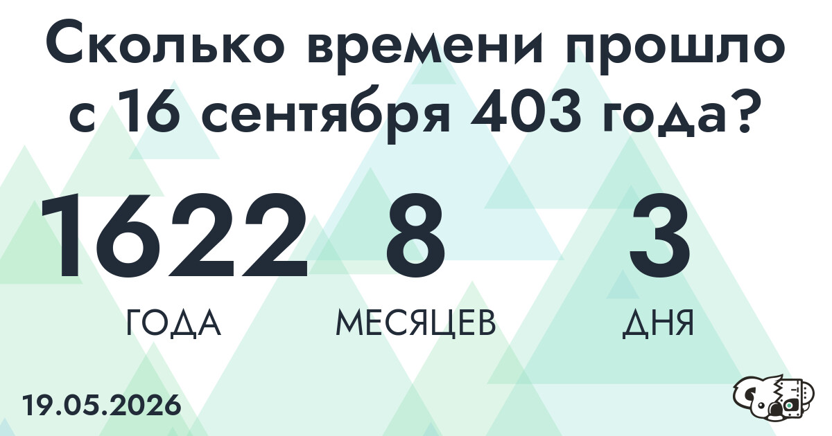 Сколько времени прошло с 16 сентября 403 года