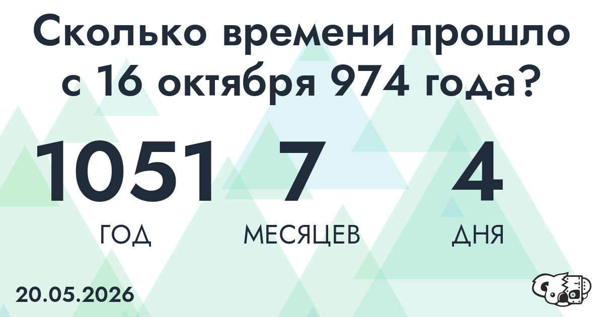 Сколько времени прошло с 16 октября 974 года