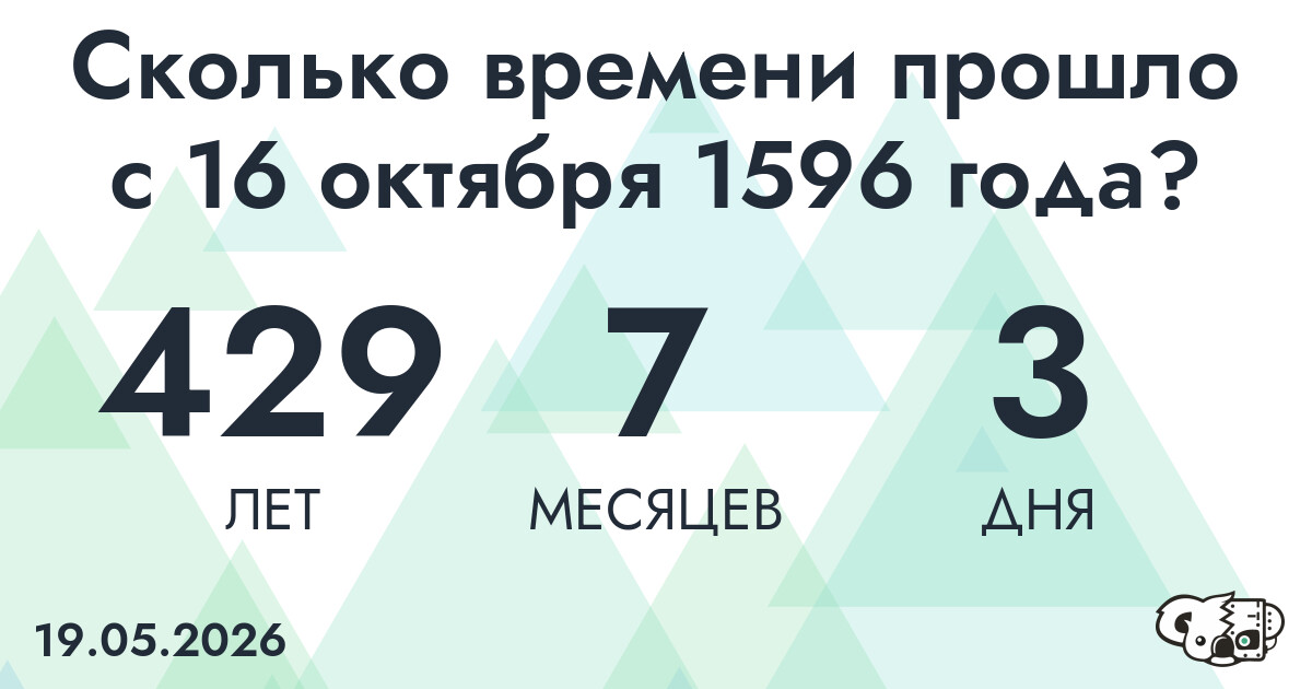 Сколько времени прошло с 16 октября 1596 года