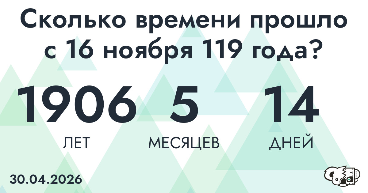Сколько времени прошло с 16 ноября 119 года