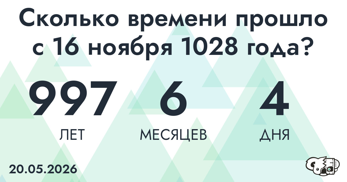 Сколько времени прошло с 16 ноября 1028 года