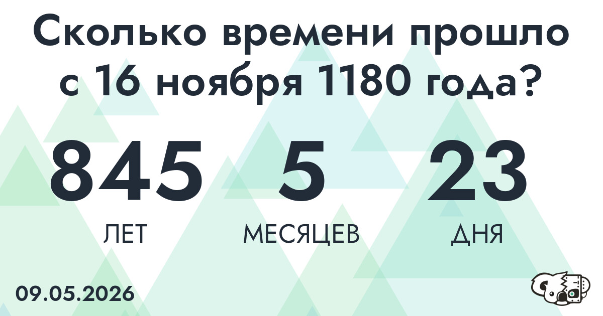 Сколько времени прошло с 16 ноября 1180 года