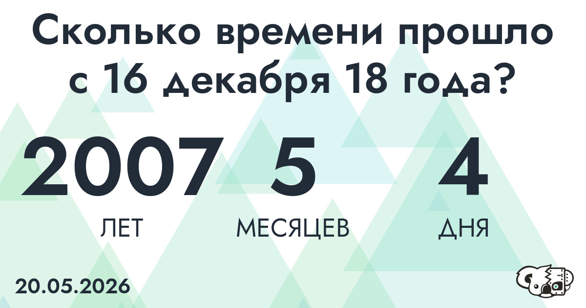 Сколько времени прошло с 16 декабря 18 года