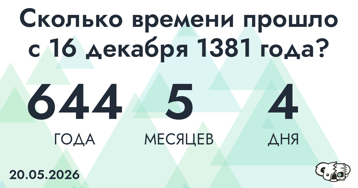 Сколько времени прошло с 16 декабря 1381 года