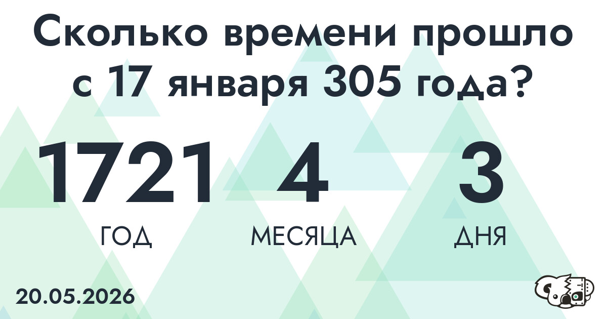 Сколько времени прошло с 17 января 305 года