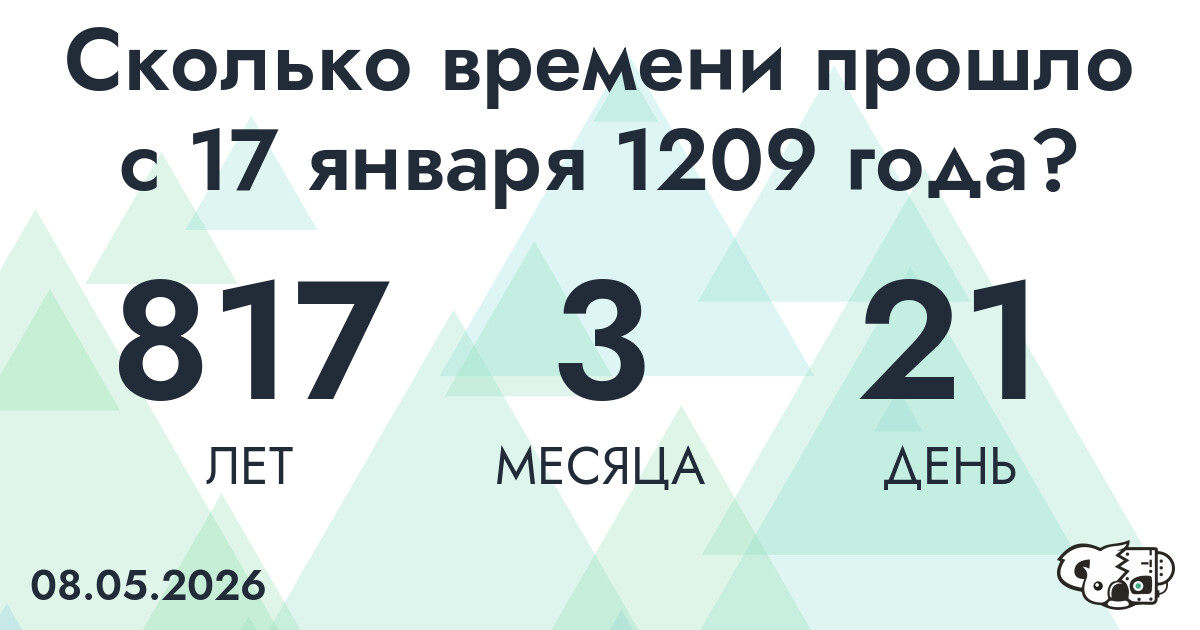 Сколько времени прошло с 17 января 1209 года