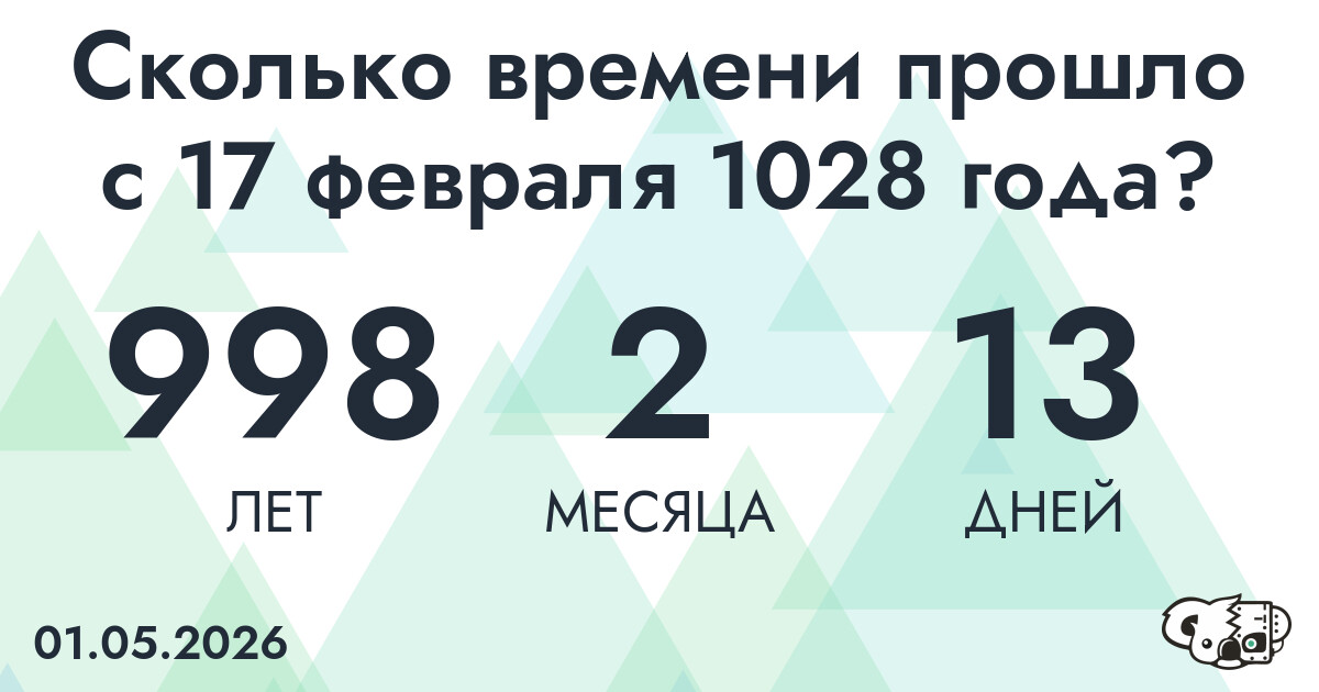 Сколько времени прошло с 17 февраля 1028 года