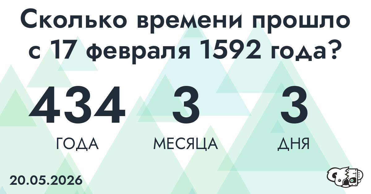 Сколько времени прошло с 17 февраля 1592 года
