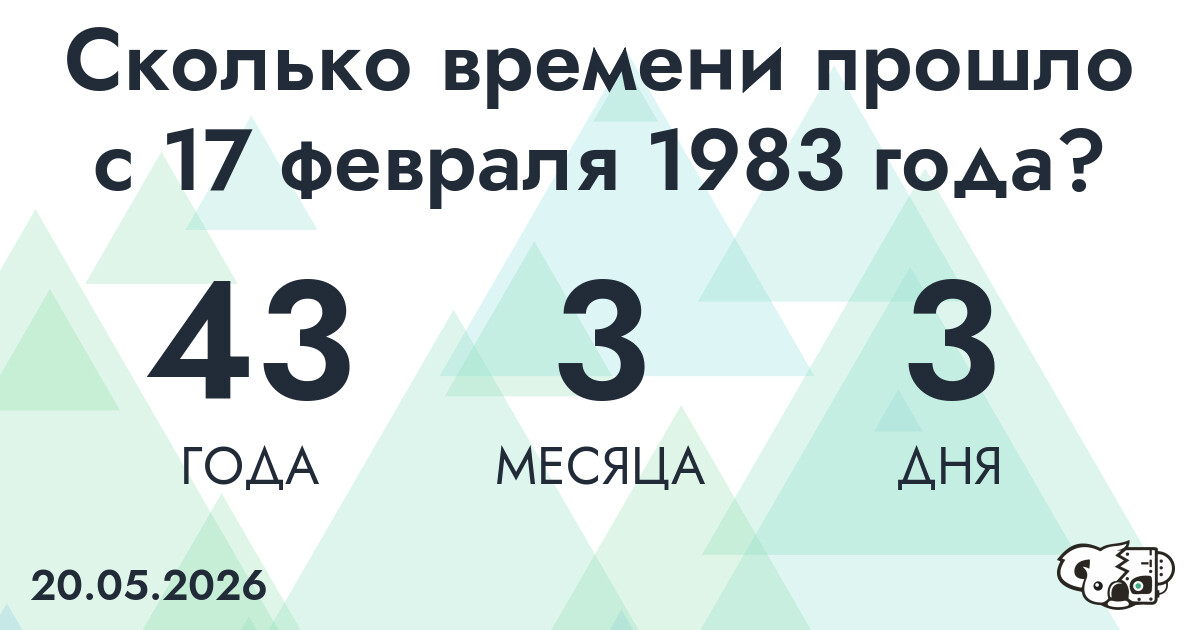 Сколько времени прошло с 17 февраля 1983 года