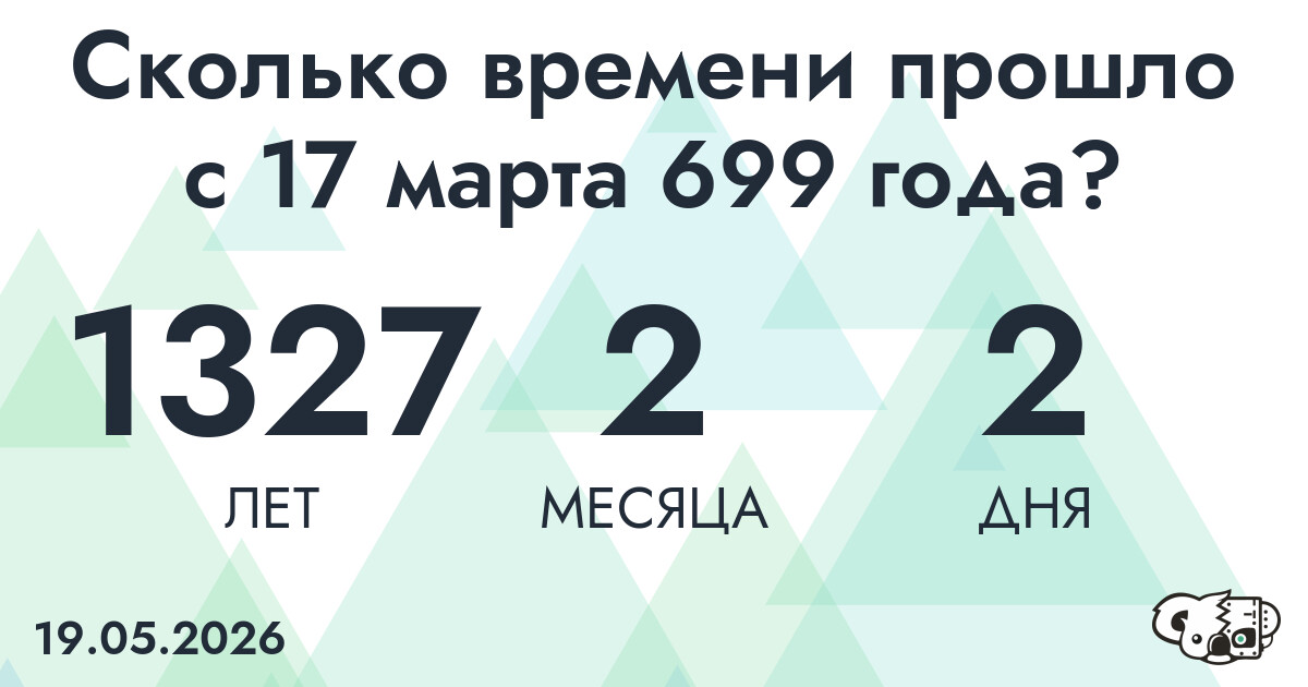 Сколько времени прошло с 17 марта 699 года