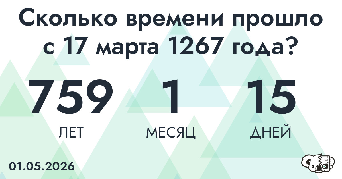 Сколько времени прошло с 17 марта 1267 года